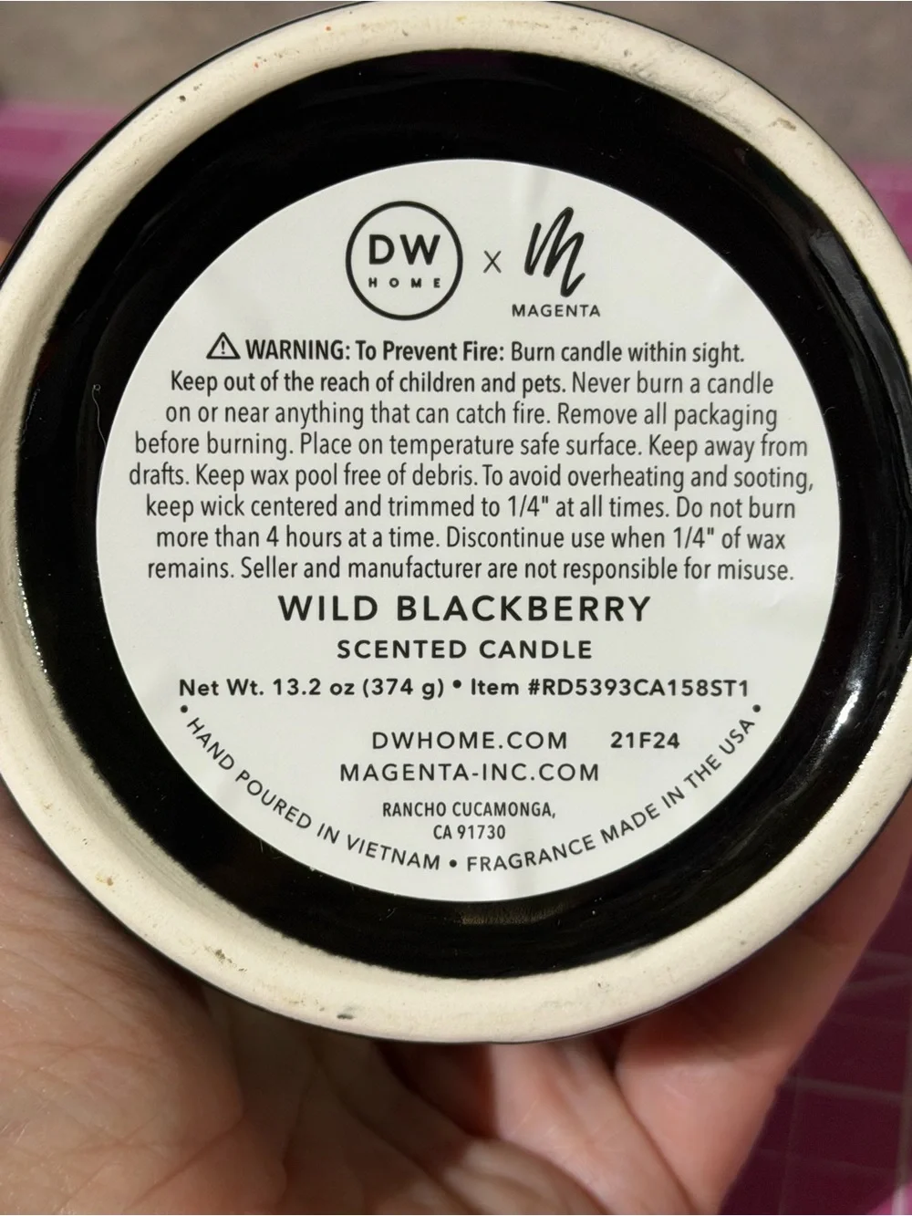 Rae Dunn Wicked Black Ceramic candle